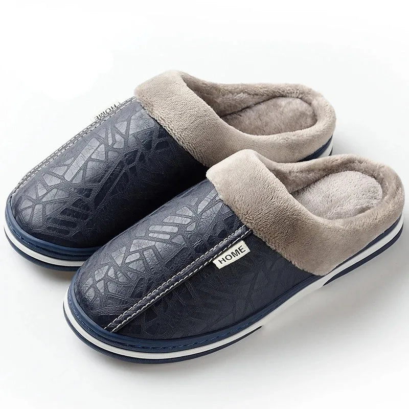 LuxeFeet - Warm PU Leather Slippers