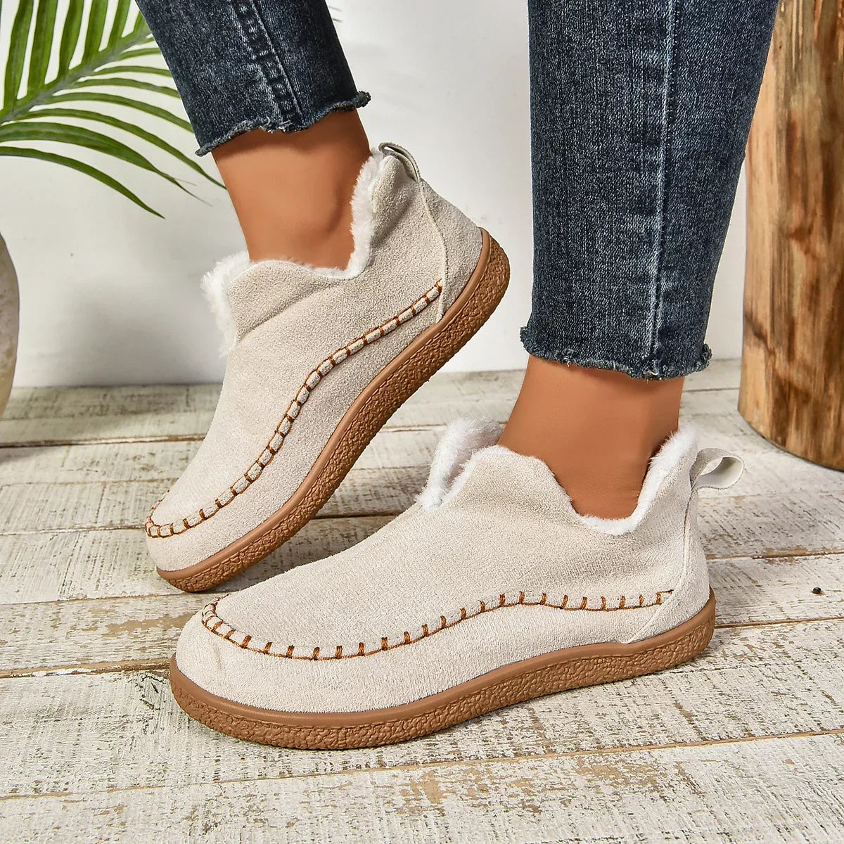 Warm Slip-On Ankle Boots for Women