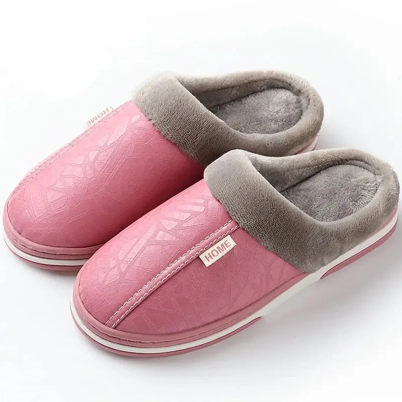 LuxeFeet - Warm PU Leather Slippers