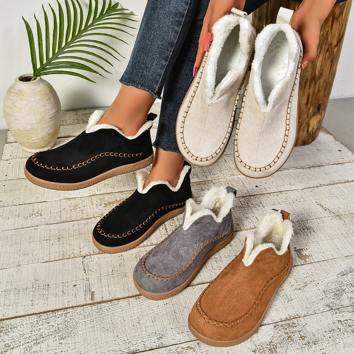 Warm Slip-On Ankle Boots for Women