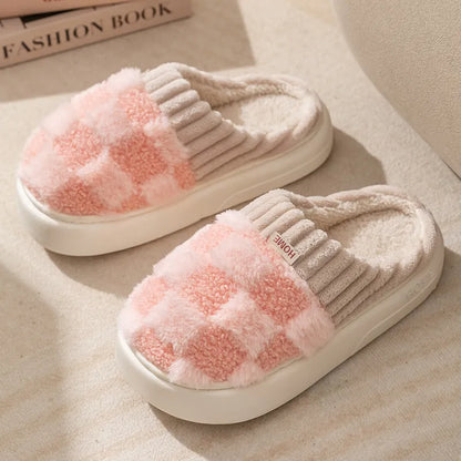 SnugWalk - Cozy Cotton Checkered Slippers