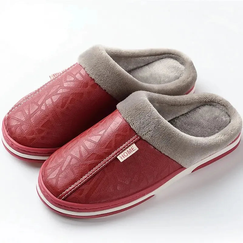 LuxeFeet - Warm PU Leather Slippers