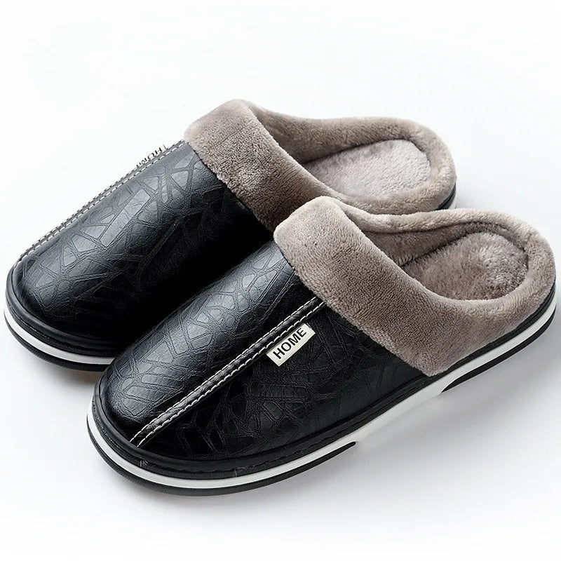 LuxeFeet - Warm PU Leather Slippers