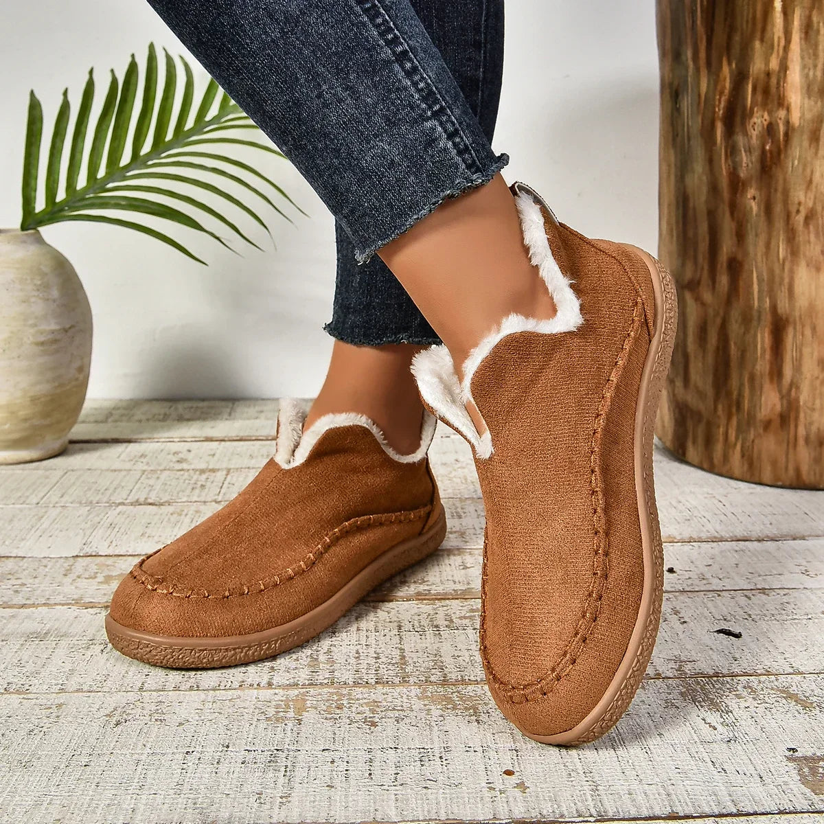 Warm Slip-On Ankle Boots for Women