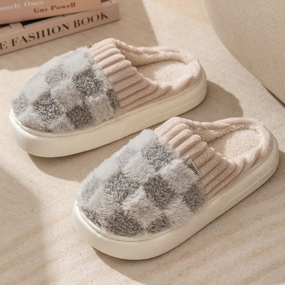 SnugWalk - Cozy Cotton Checkered Slippers