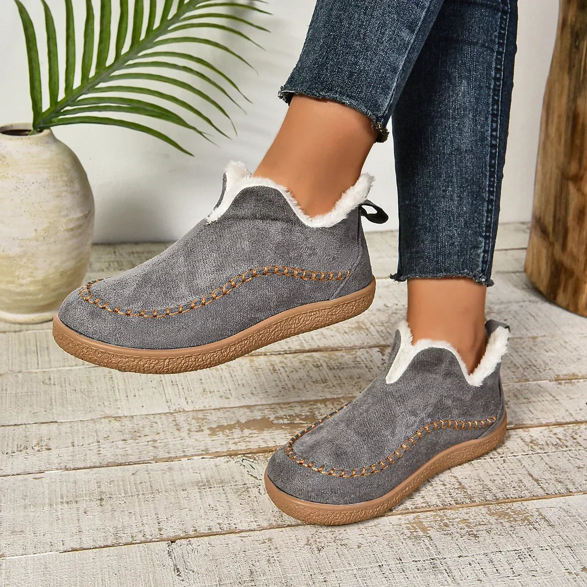 Warm Slip-On Ankle Boots for Women