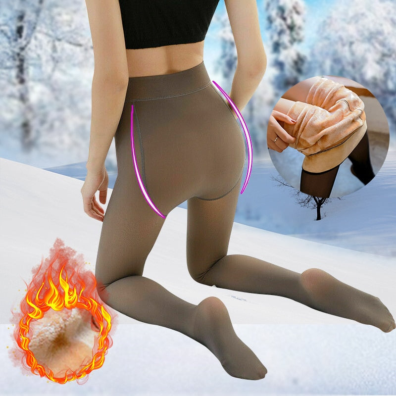 Winter Skin-Transparent Plush Leggings